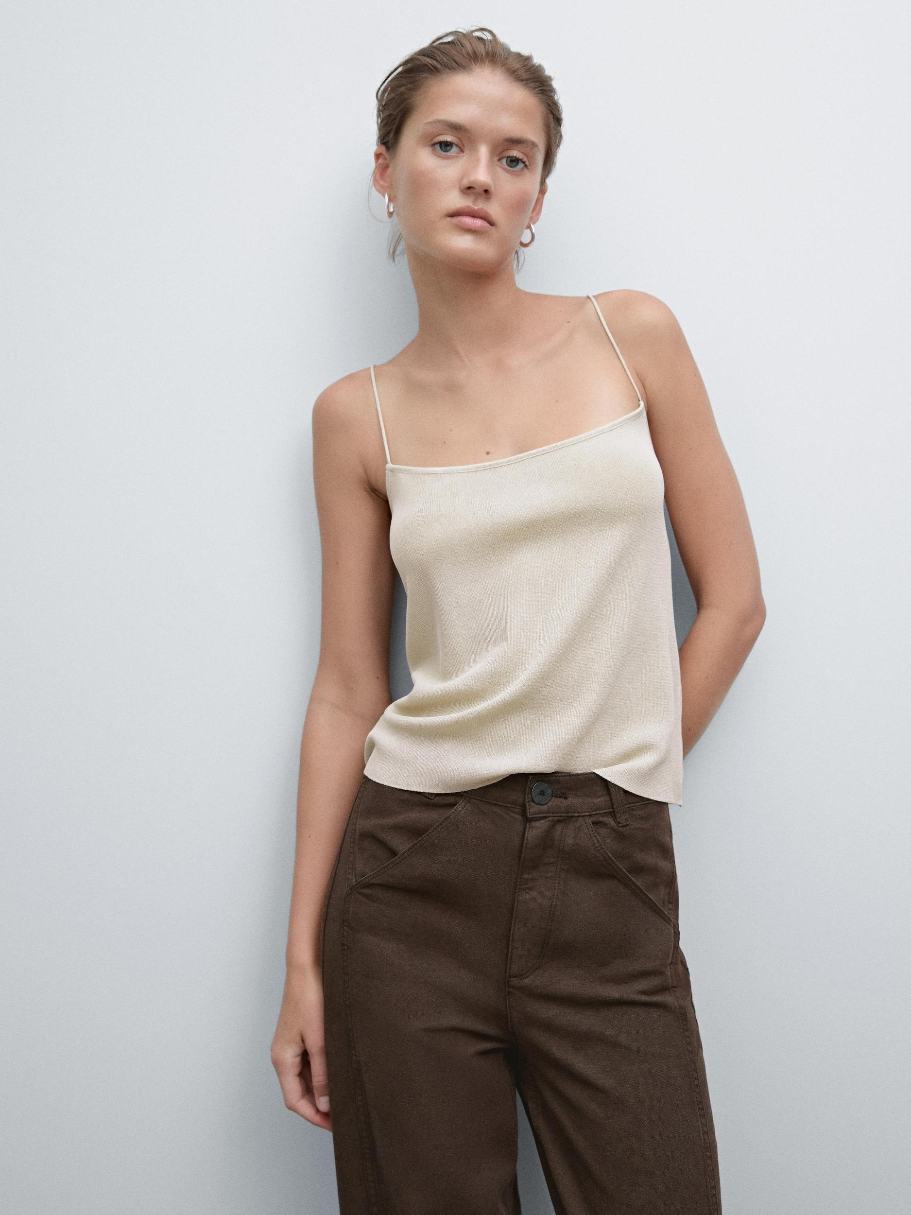 Textured strappy top Product Image