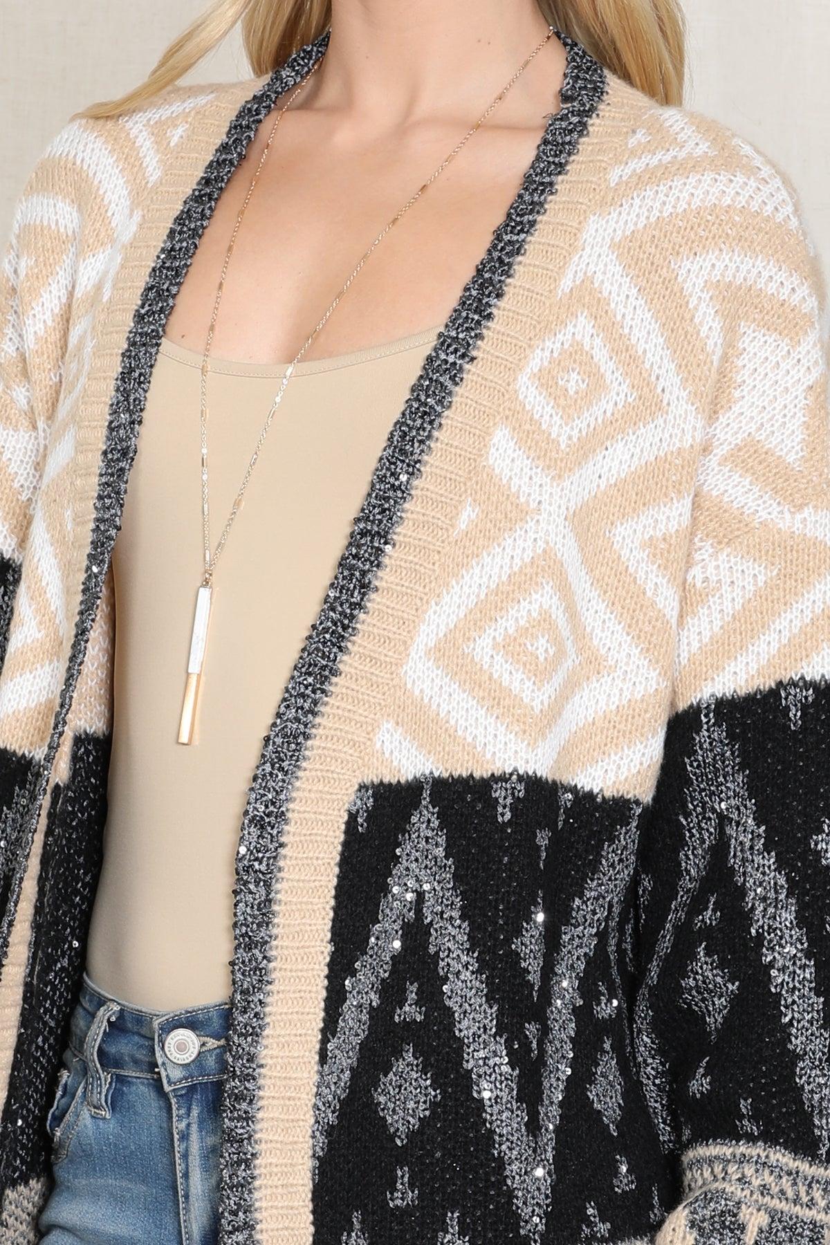 Aztec Knitted Long Cardigan Product Image