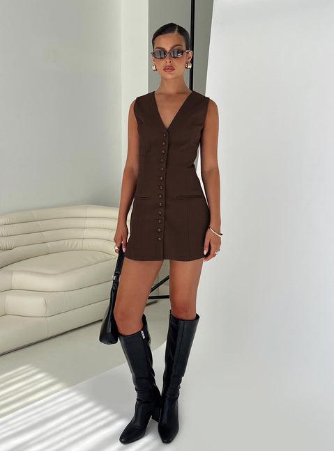 Laire Mini Dress Chocolate Product Image