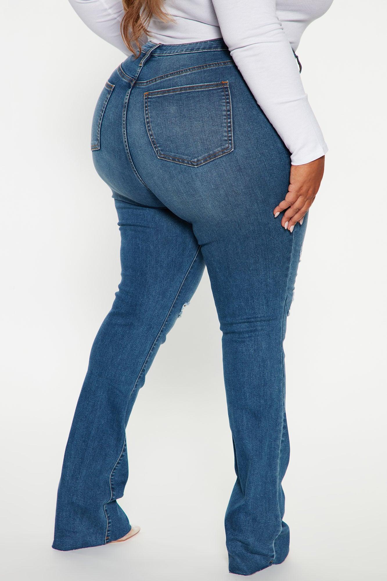 Best Stretch Ripped High Rise Bootcut Jeans - Dark Wash Product Image
