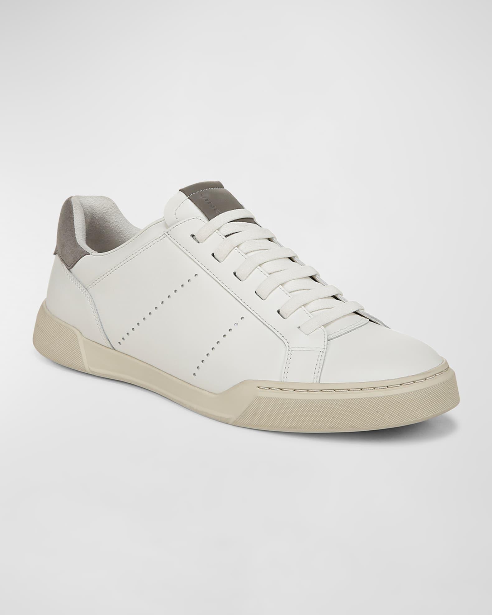 Men's Mixed Leather Low-Top Sneakers Product Image