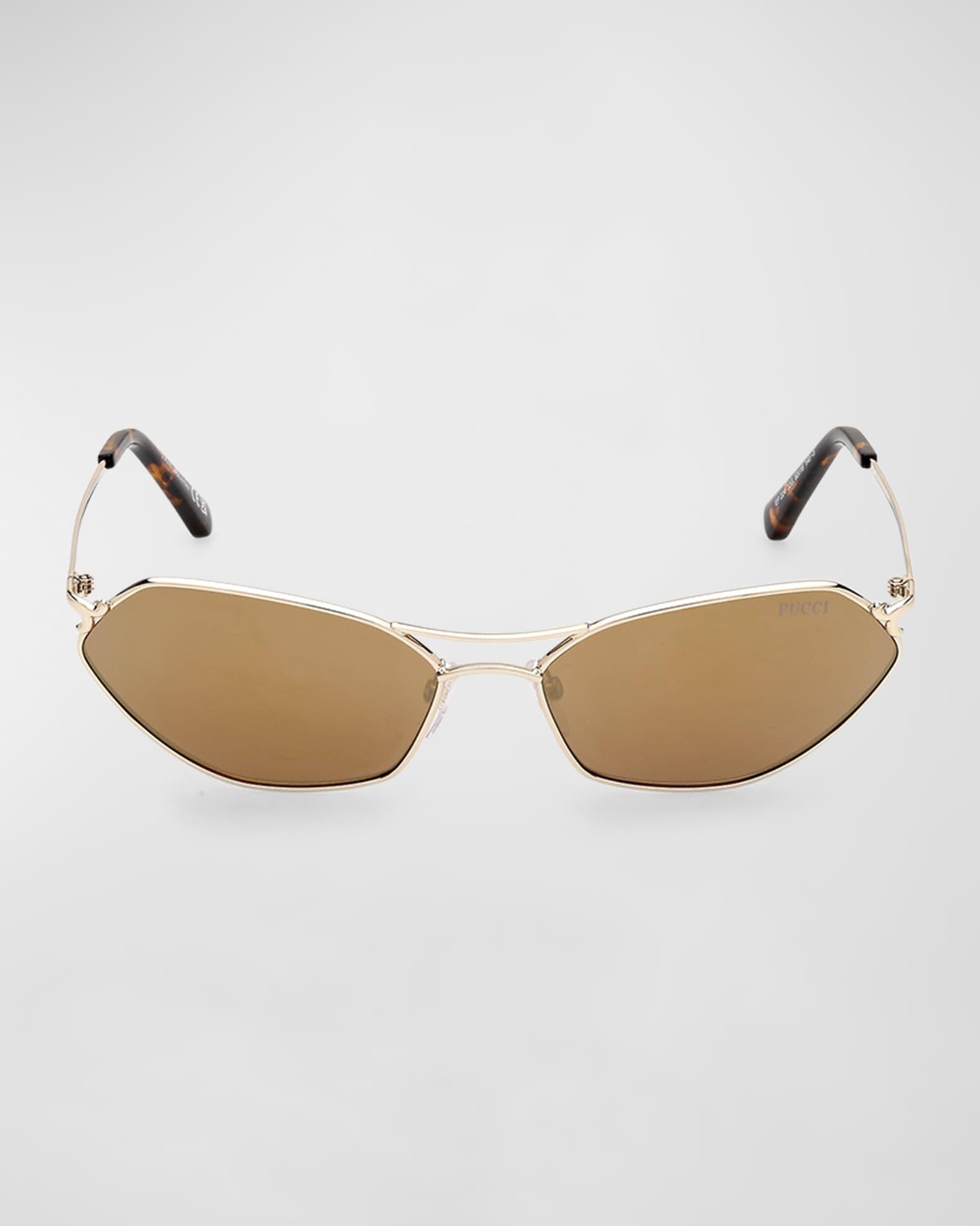 Geometric Metal & Acetate Rectangle Sunglasses  Product Image