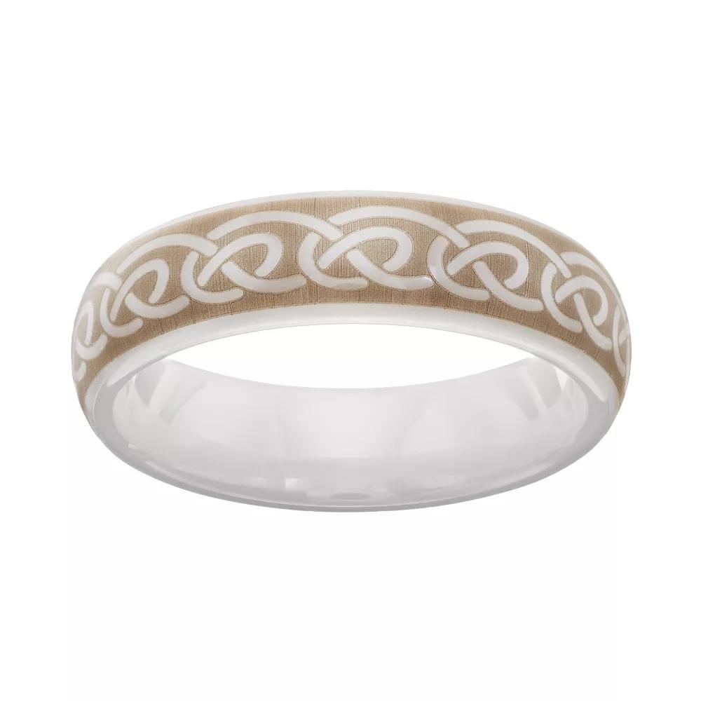 White Ceramic Infinity Band - Men, Men's, Size: 9.50 Product Image