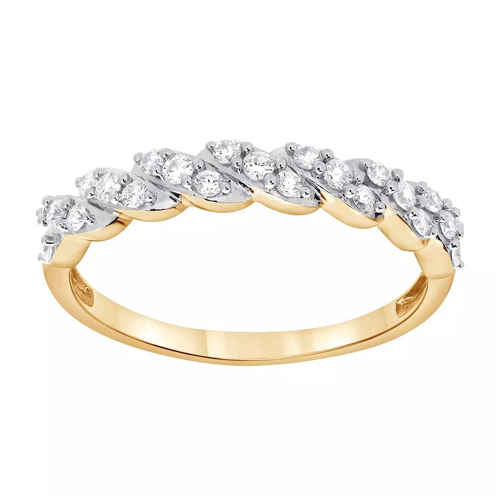 Diamond Brilliance Sterling Silver 1/4 Carat T.W. Lab-Created Diamond Split Shank Band Ring, Women's, Size: 7, Gold Tone Product Image