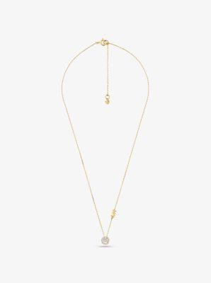 Precious Metal-Plated Sterling Silver Pavé Halo Necklace Product Image