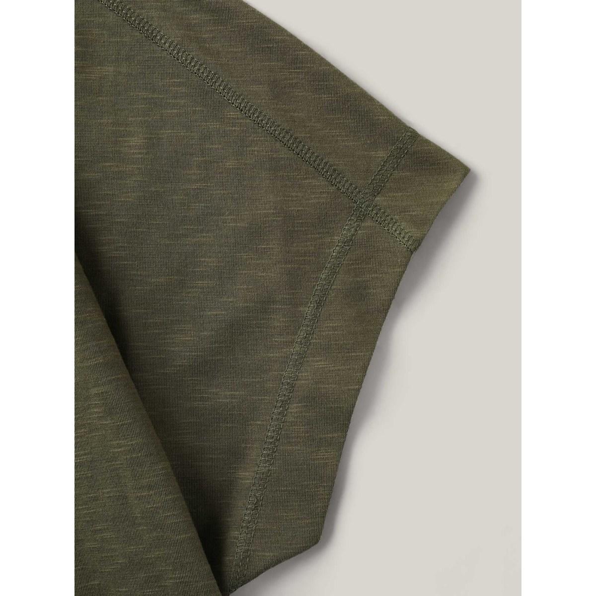 Plus Size Backless Plain Flowy T-Shirt ArmyGreen Women Overlapping Round Neck Everyday-Casual T-shirts BloomChic 12/L Product Image