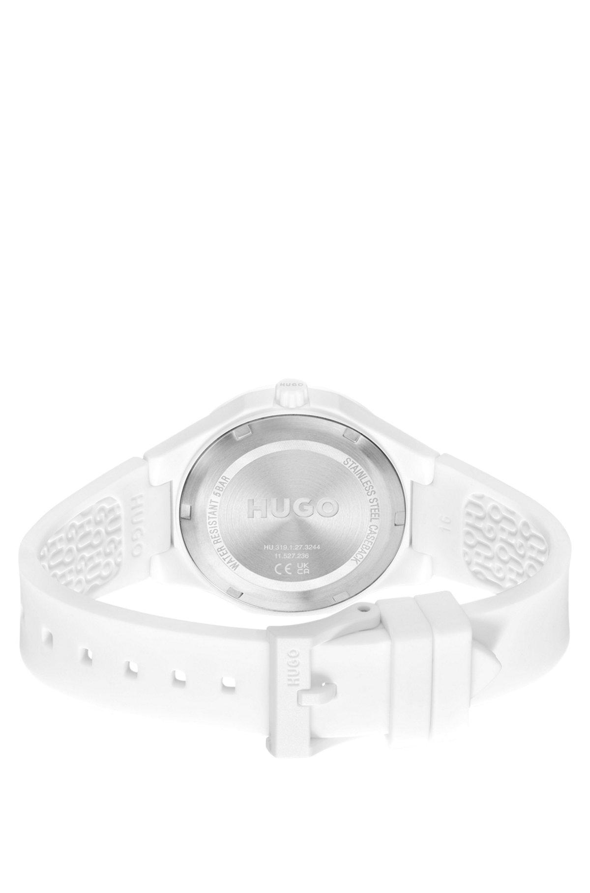 HUGO - Branded silicone-strap watch with matte-white dial Product Image