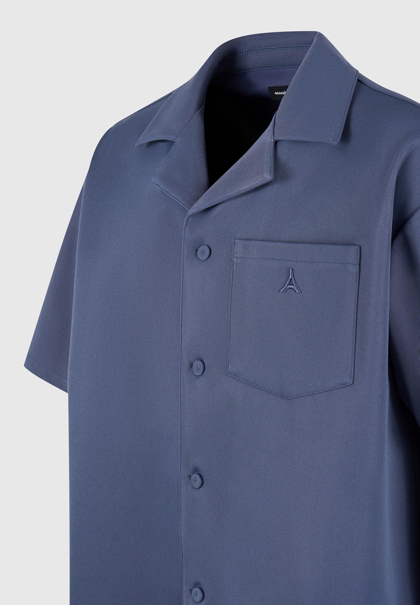 Boxy Twill Revere Shirt - Steel Blue Male Product Image