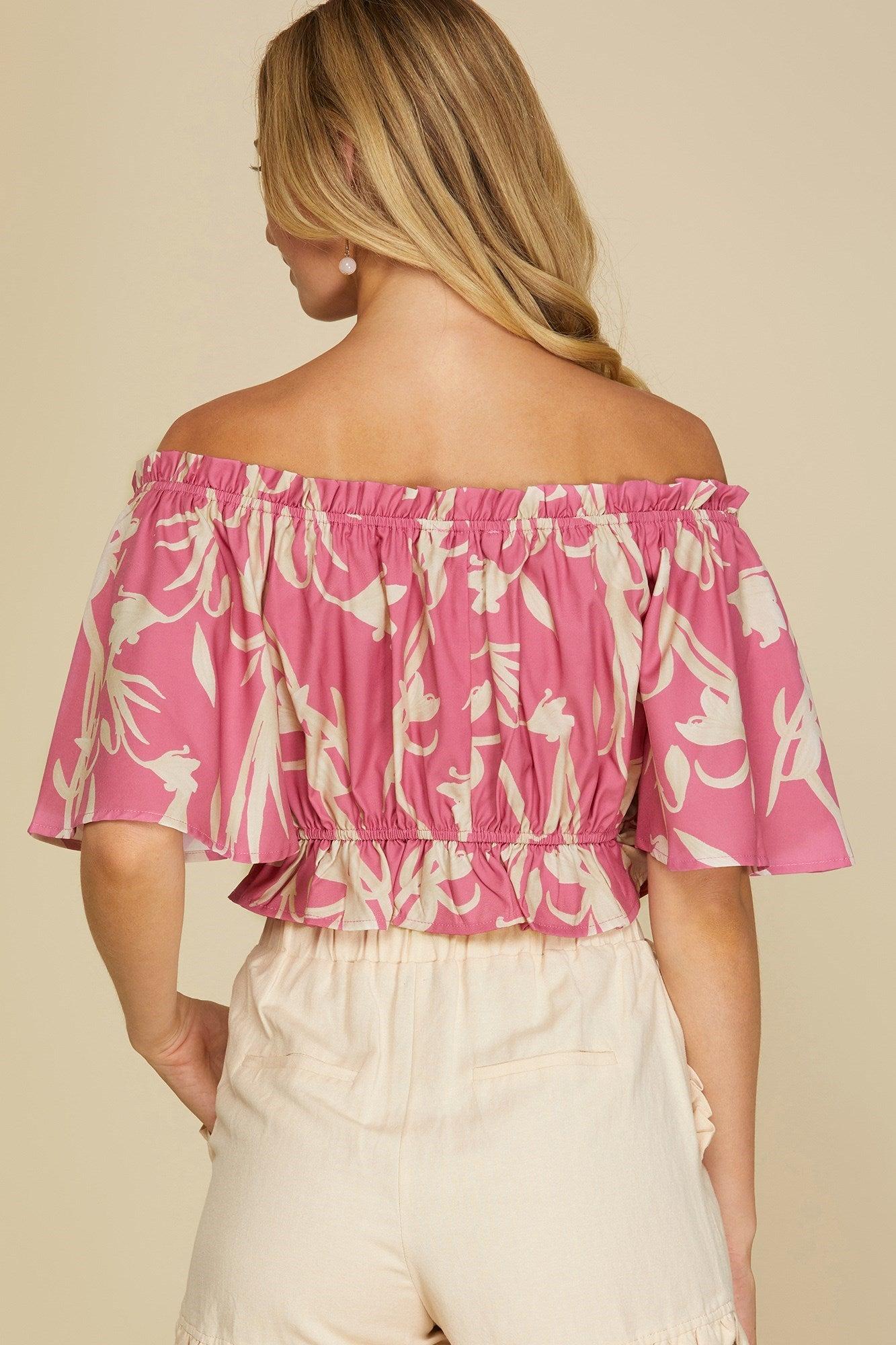 Off-Shoulder Half-Sleeve Crop-Top Product Image