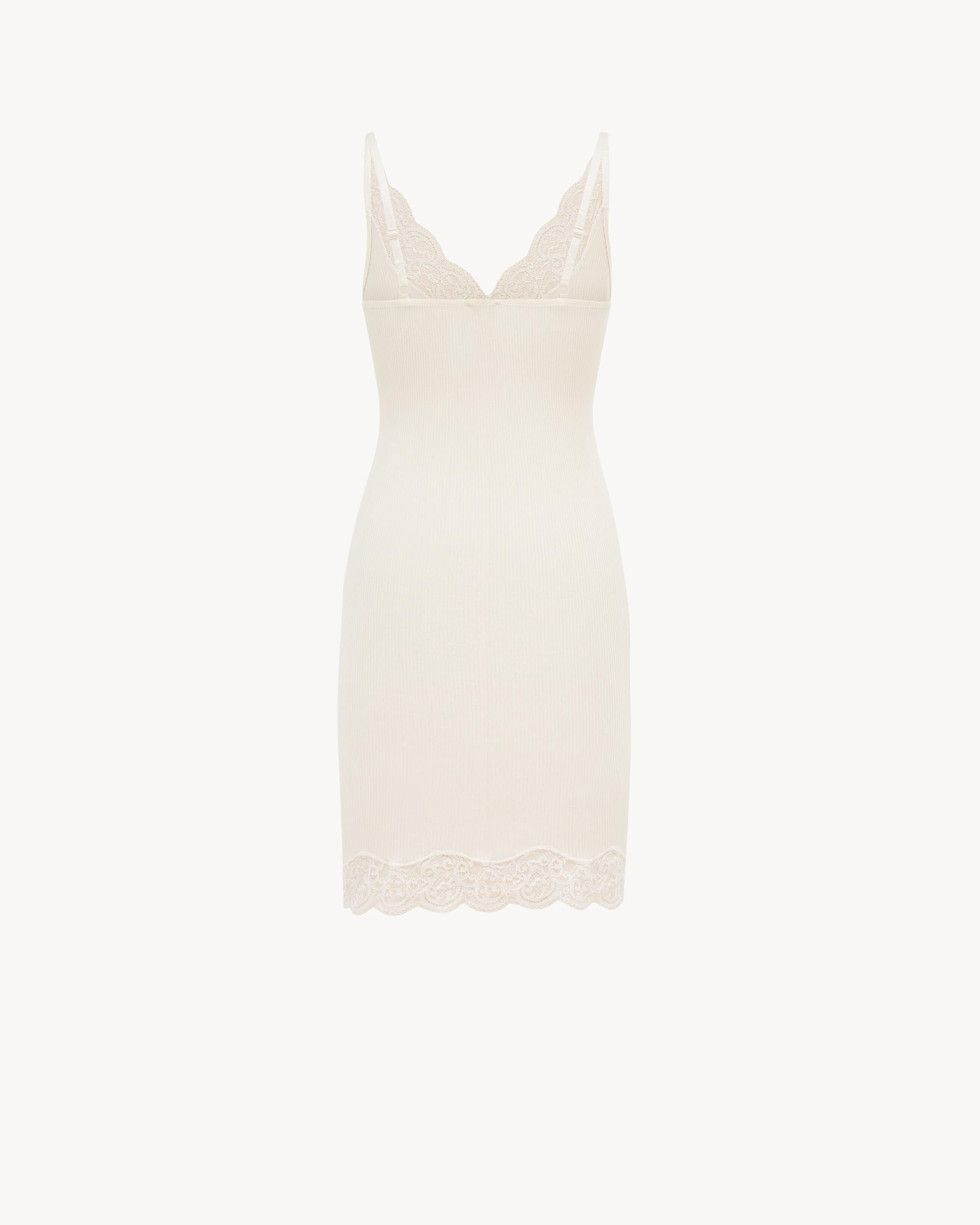 Laced Slip Dress in Ribbed Silk Jersey Product Image