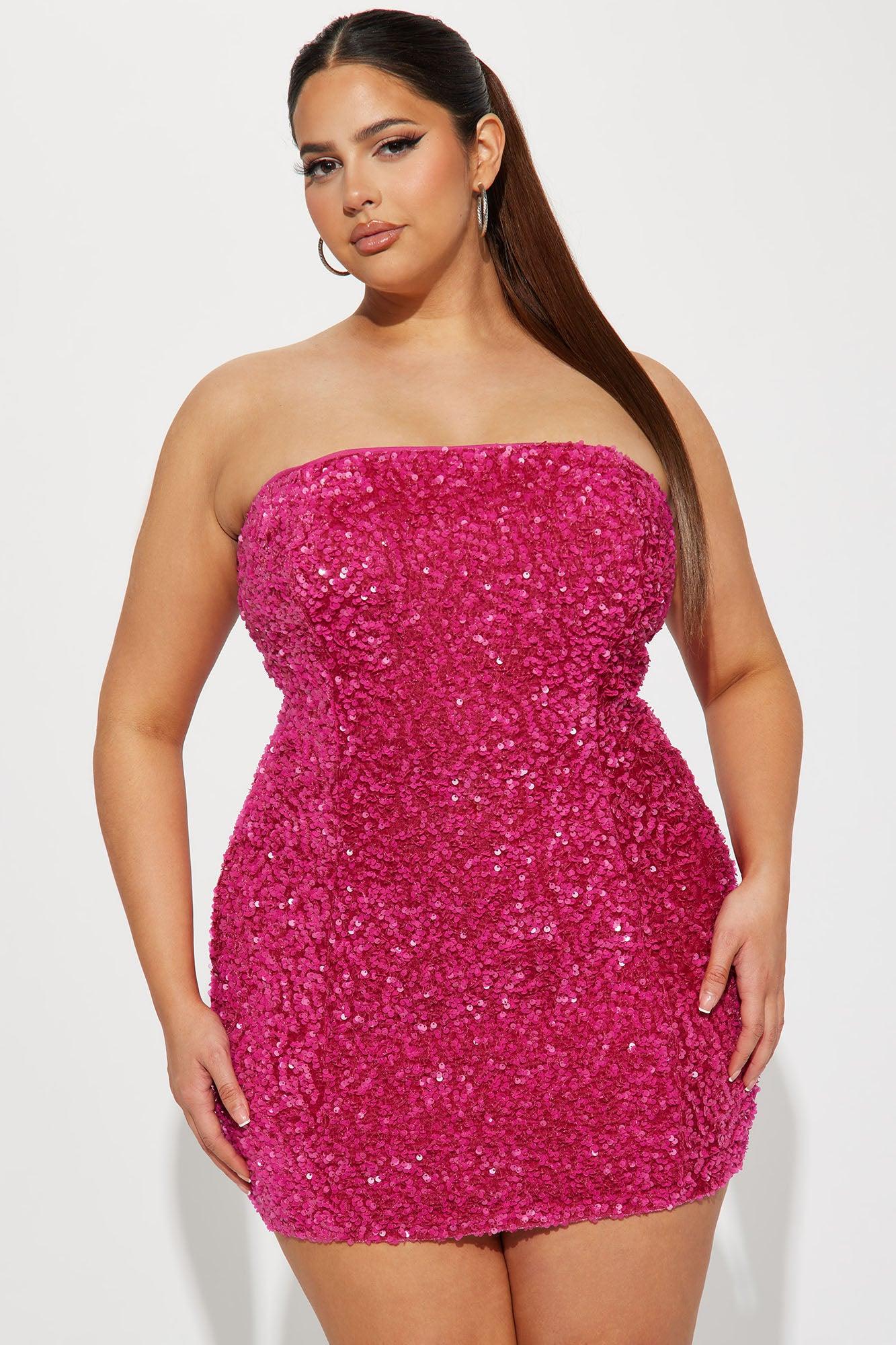 Kara Sequin Mini Dress - Hot Pink Product Image