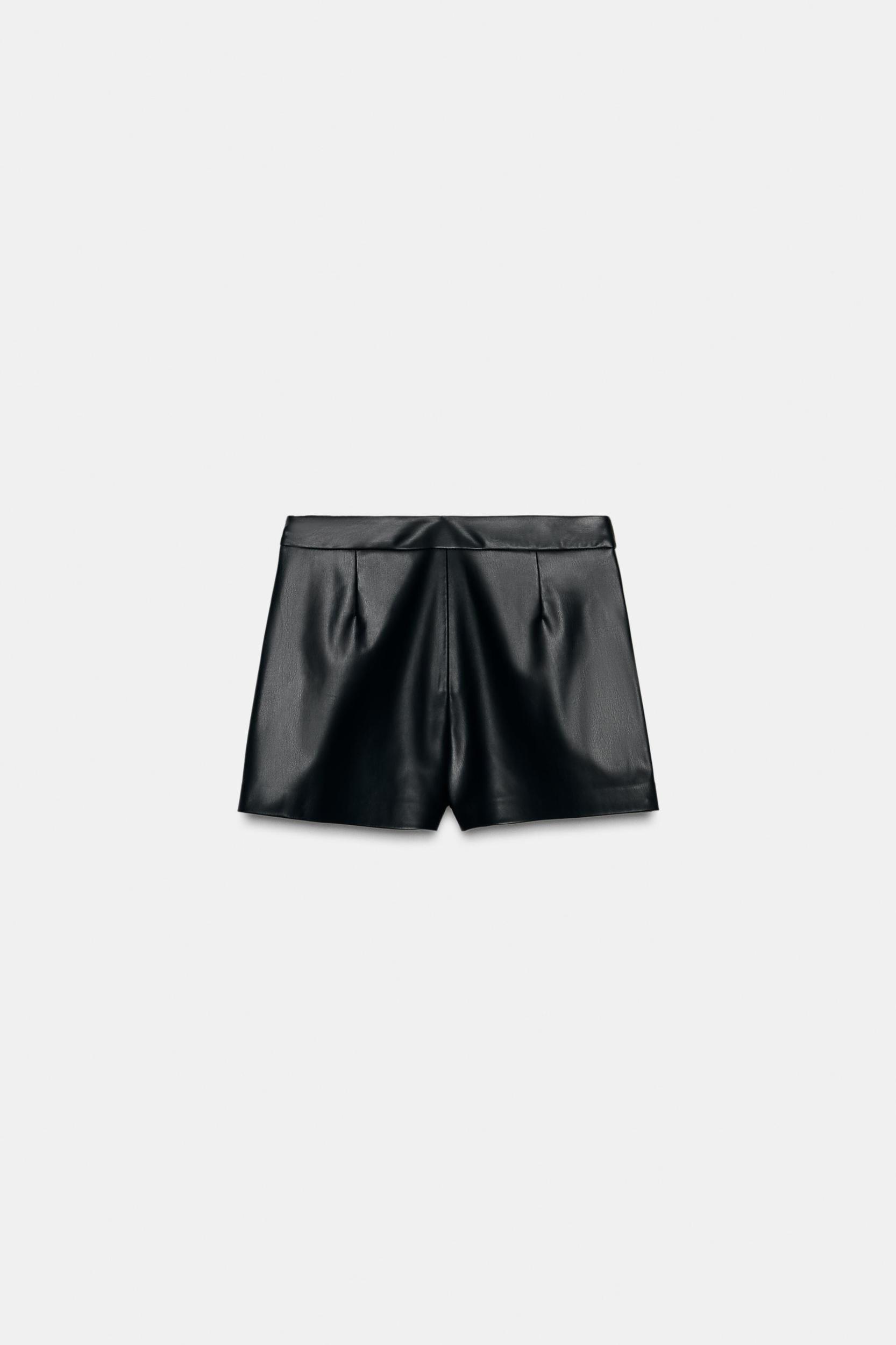 FAUX LEATHER SPLIT SKIRT WITH OVERLAP DETAIL Product Image