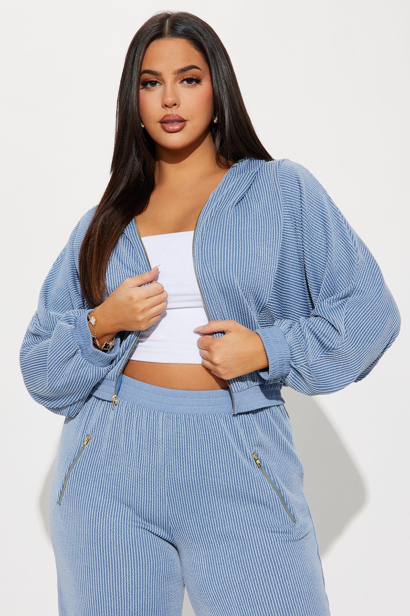 Emilia Zip Hoodie Pant Set - Blue Product Image