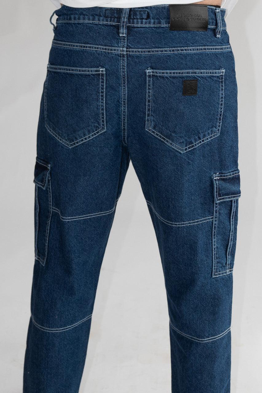 Contrast Stitch Cargo Jeans Product Image