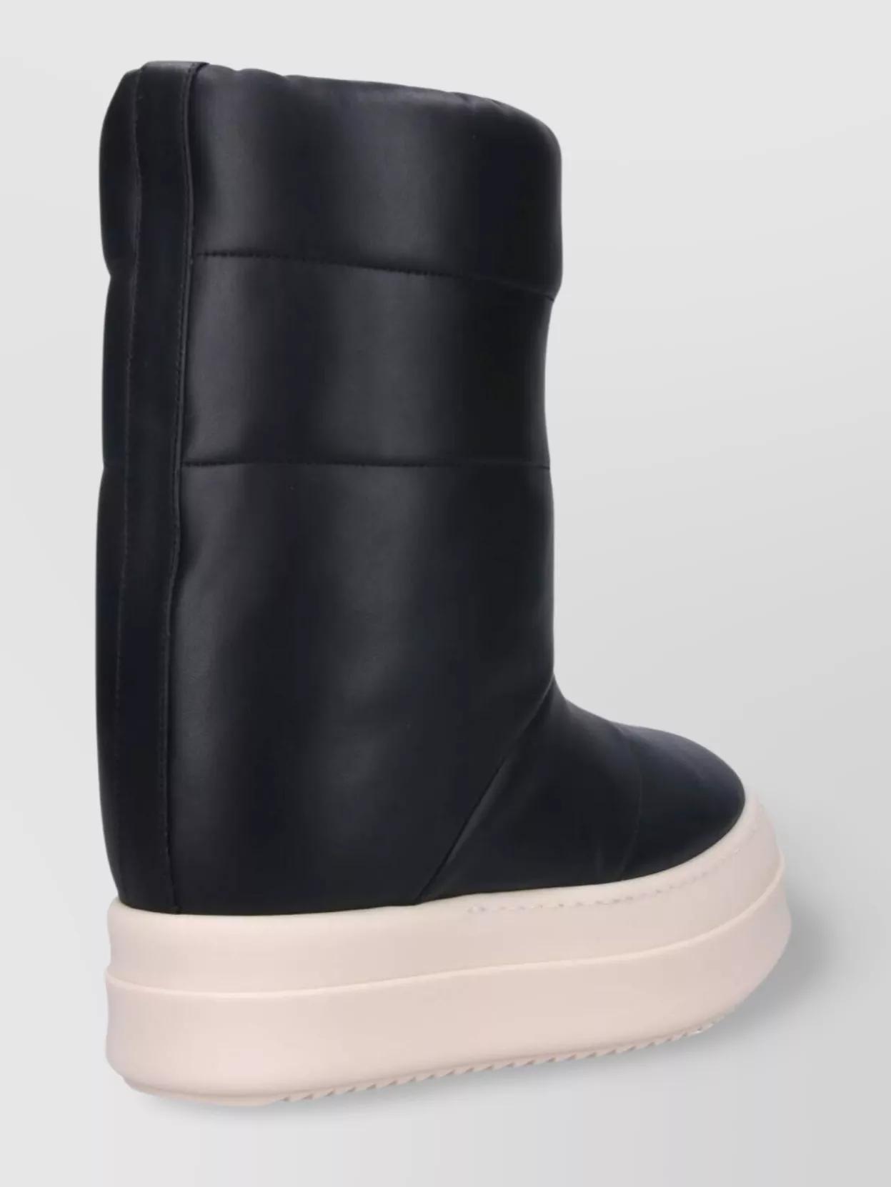 RICK OWENS Round Toe Ankle Boots With Contrast Sole In Black Product Image