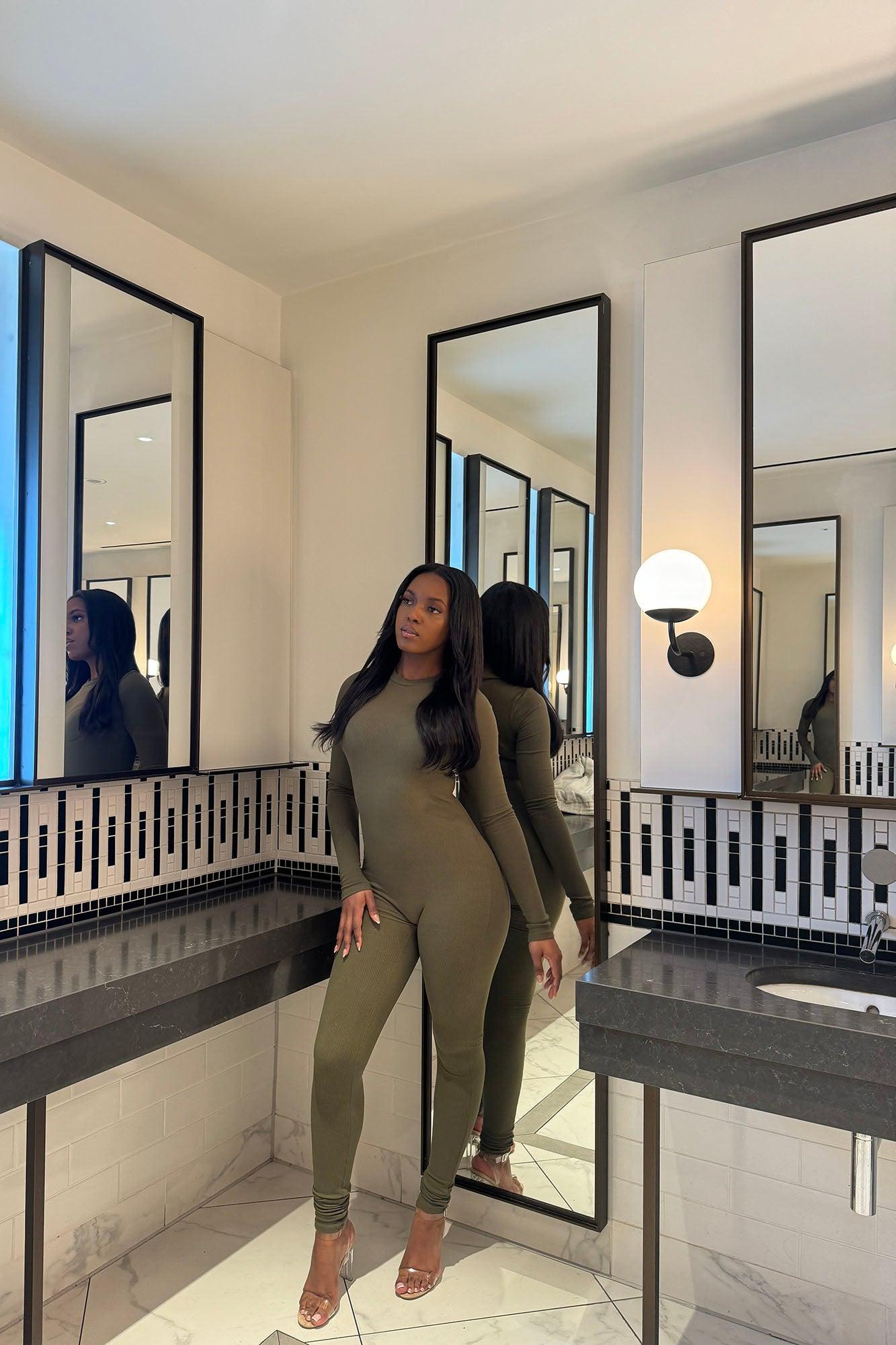 Maribel Snatched Jumpsuit - Olive Product Image