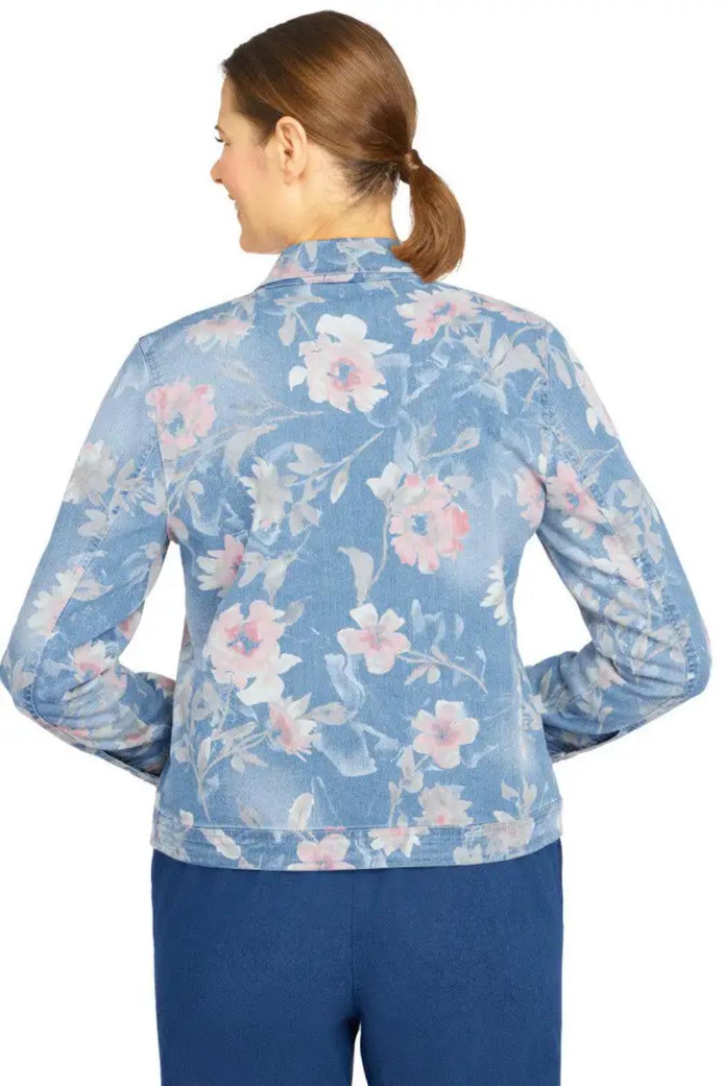 Long Sleeve Distressed Floral Jacket Product Image