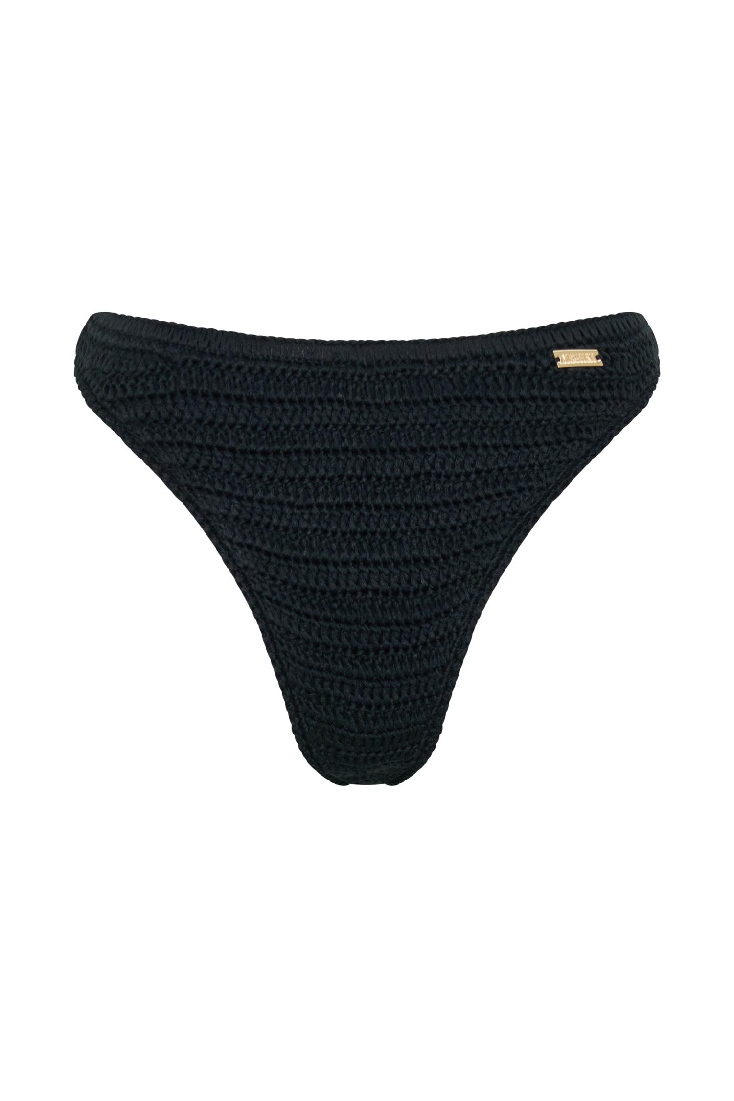 Noreen Rose Contrast Crochet Bikini Top - Black Product Image