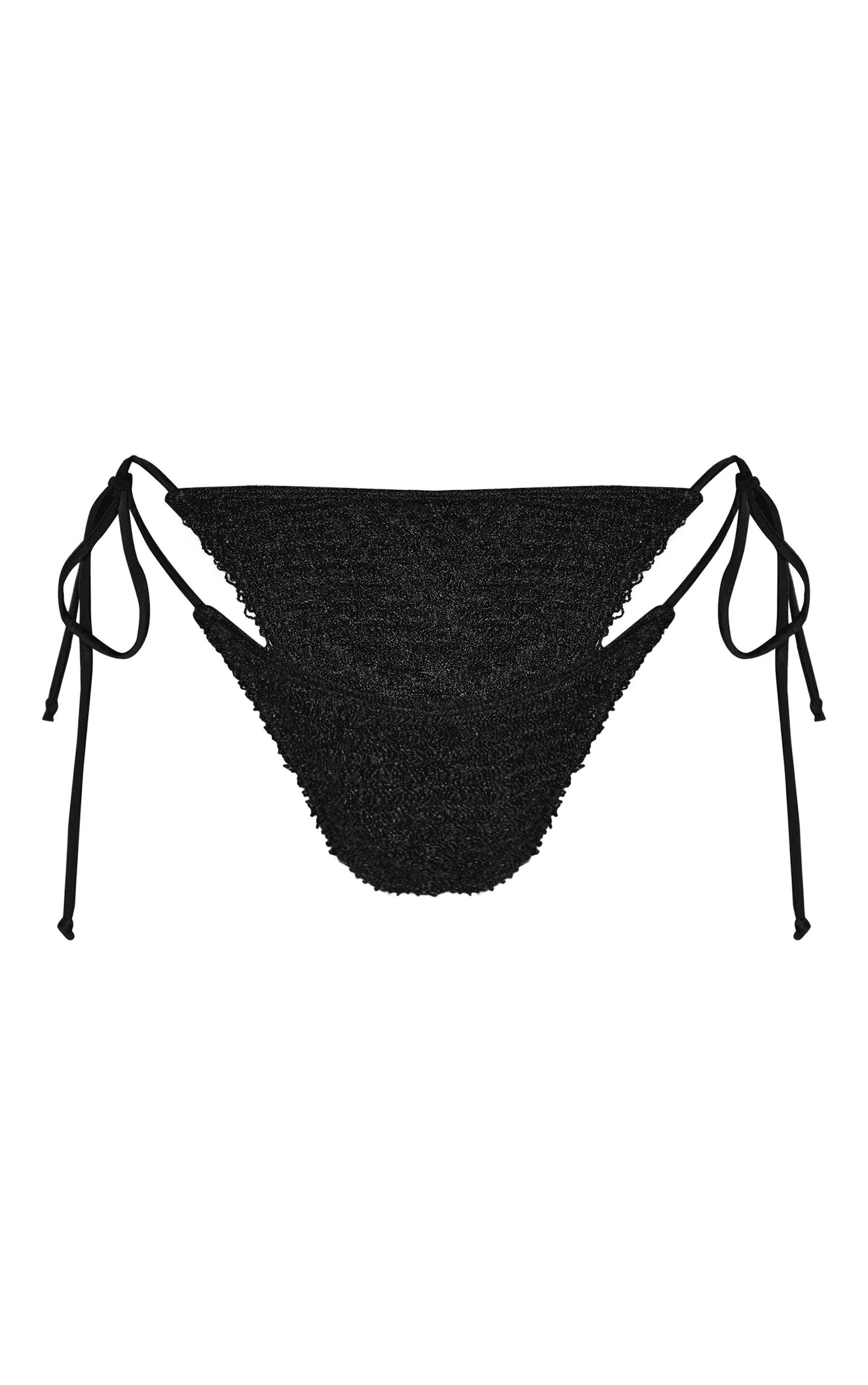 Black Tie Side Textured Bikini Bottoms Product Image