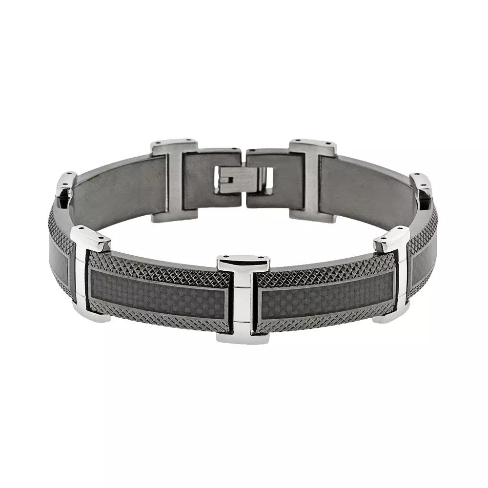 LYNX Stainless Steel Black Ion & Carbon Fiber Bracelet - Men, Men's,  Product Image