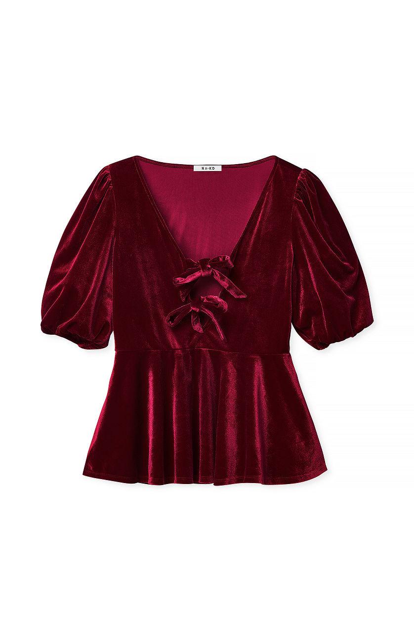 Puff Sleeve Velvet Top Product Image