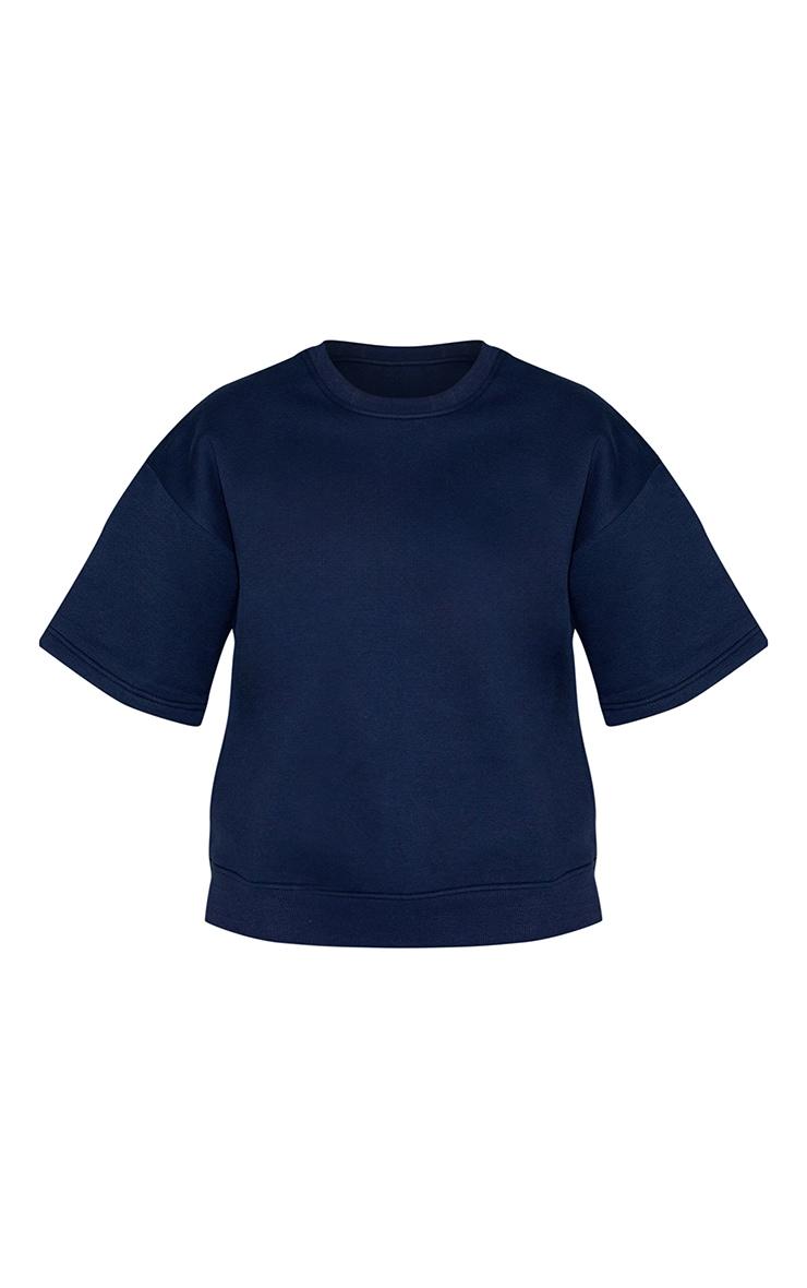 Navy Oversized Drop Shoulder Sweat T-Shirt Product Image