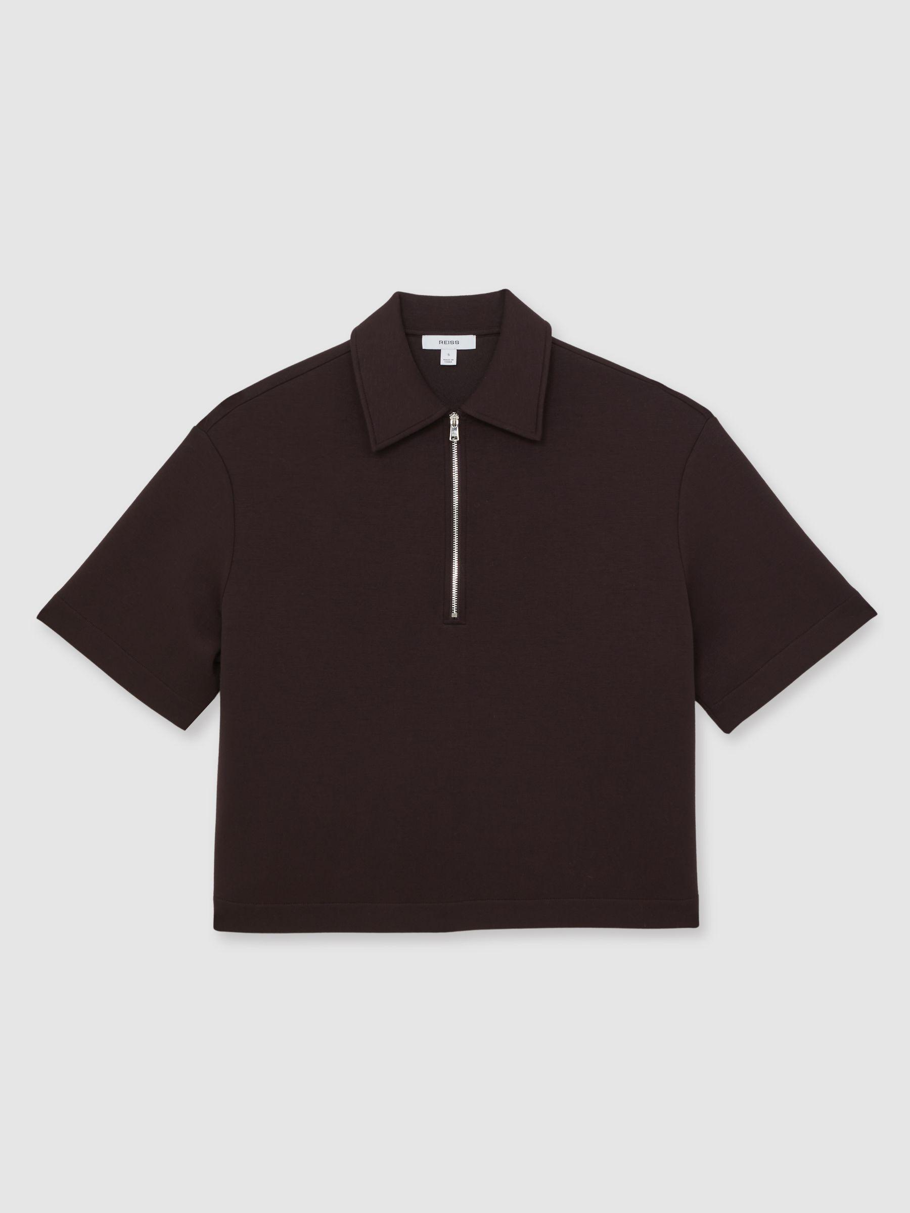 Short-Sleeve Half-Zip Sweatshirt in Plum Purple Product Image
