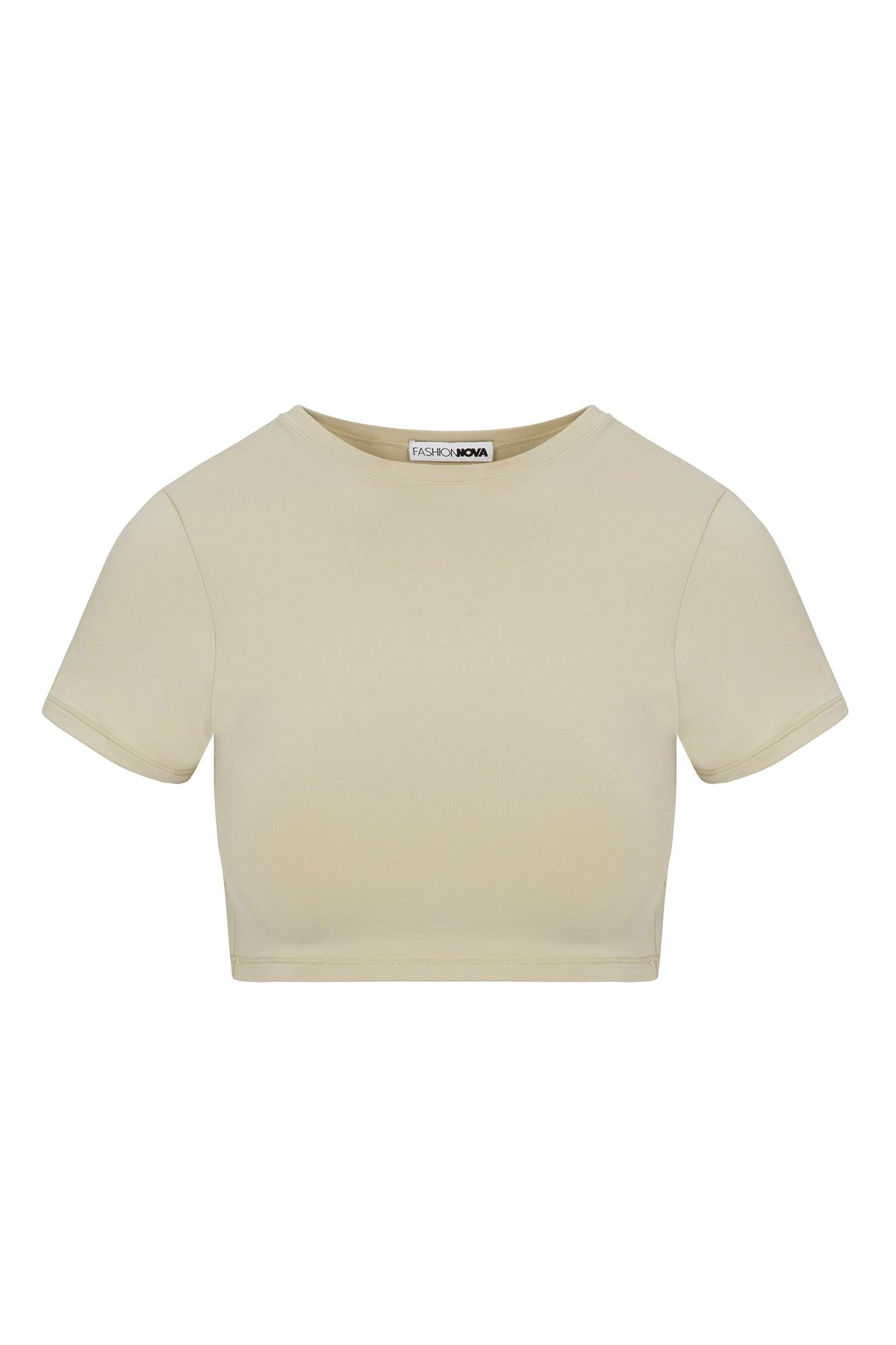 Second Skin Double Lined Super Cropped Tee - Stone Female Product Image