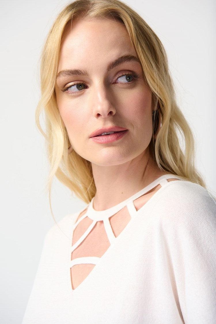Dry Yarn Sweater With Cutout Neckline Product Image