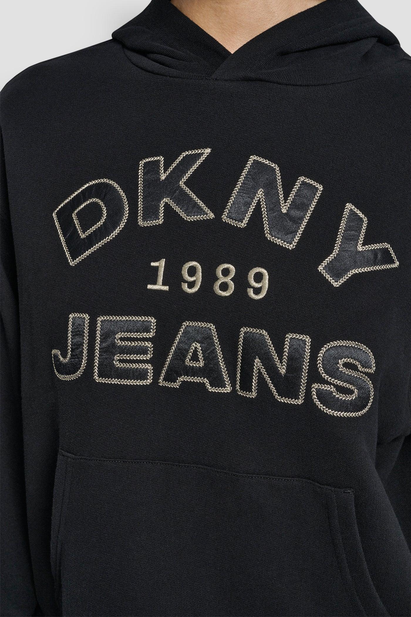 DKNY JEANS SATIN APPLIQUE CHAINSTITCH LOGO SWEATSHIRT Product Image