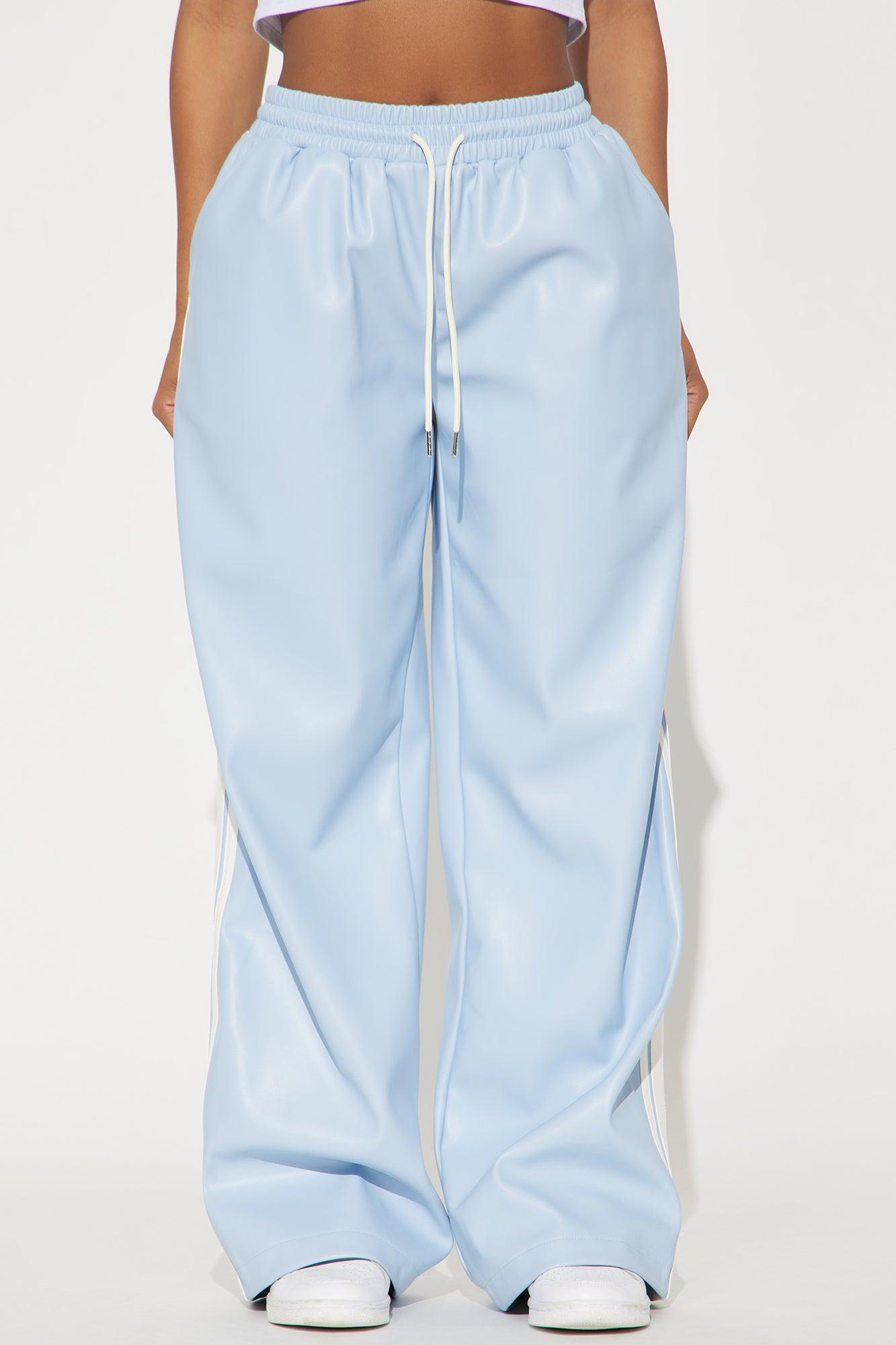 Misha Faux Leather Track Pant - Light Blue Product Image