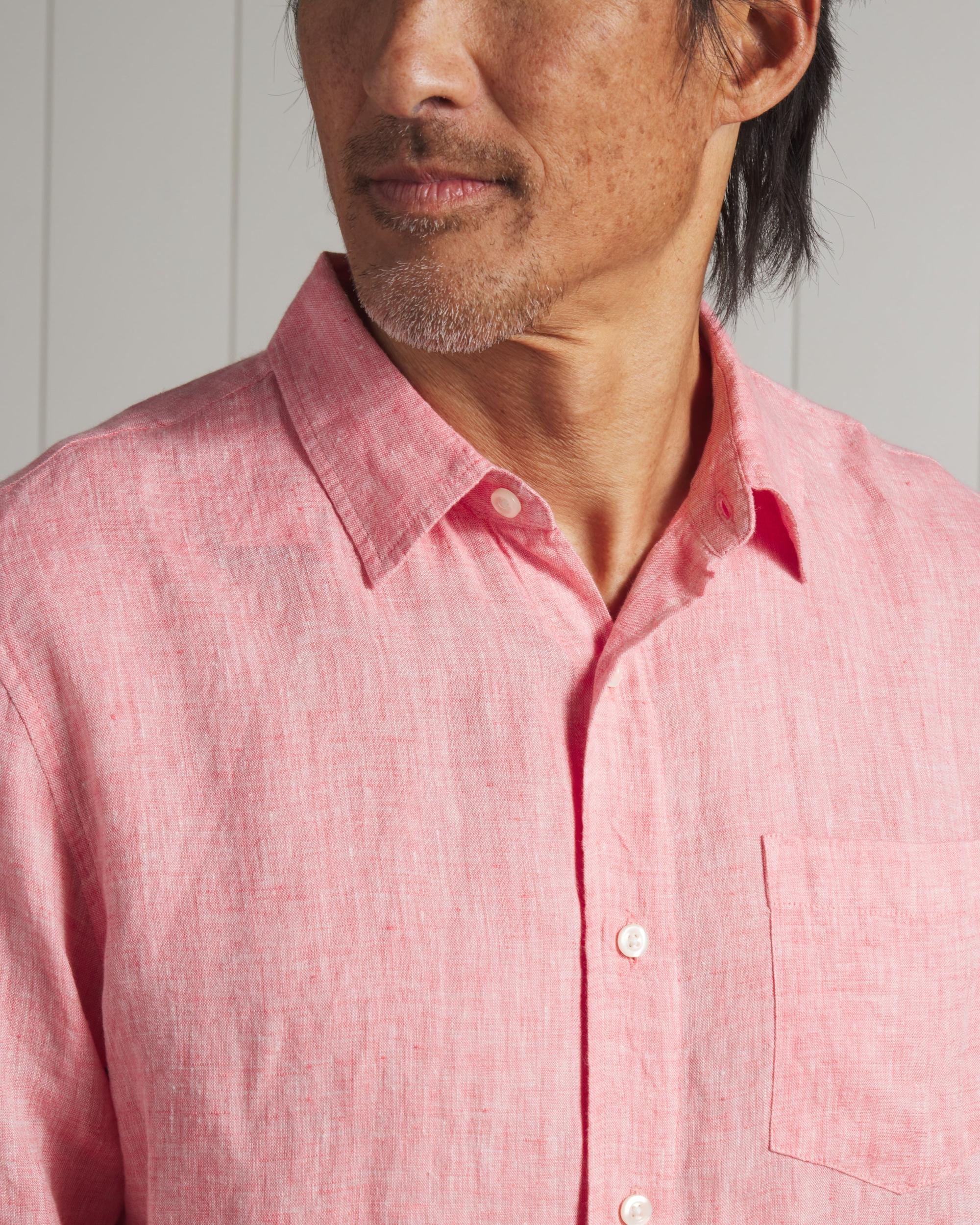 Nantucket Yarn Dyed Linen Shirt - Red Product Image