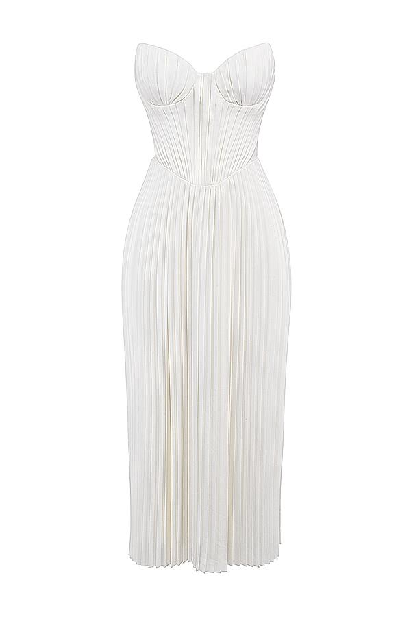 Amorata  ivory pleated maxi dress Product Image