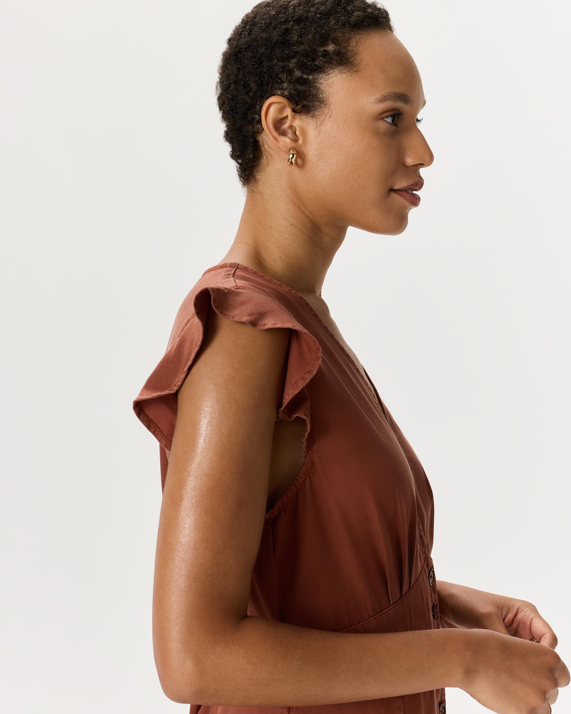 Quince | Women's Vintage Wash Tencel Button Front Midi Dress Size XS Product Image