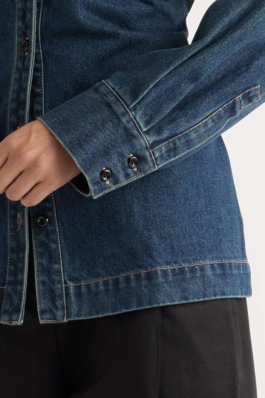 Emmett Structured-Sleeve Denim Jacket Product Image