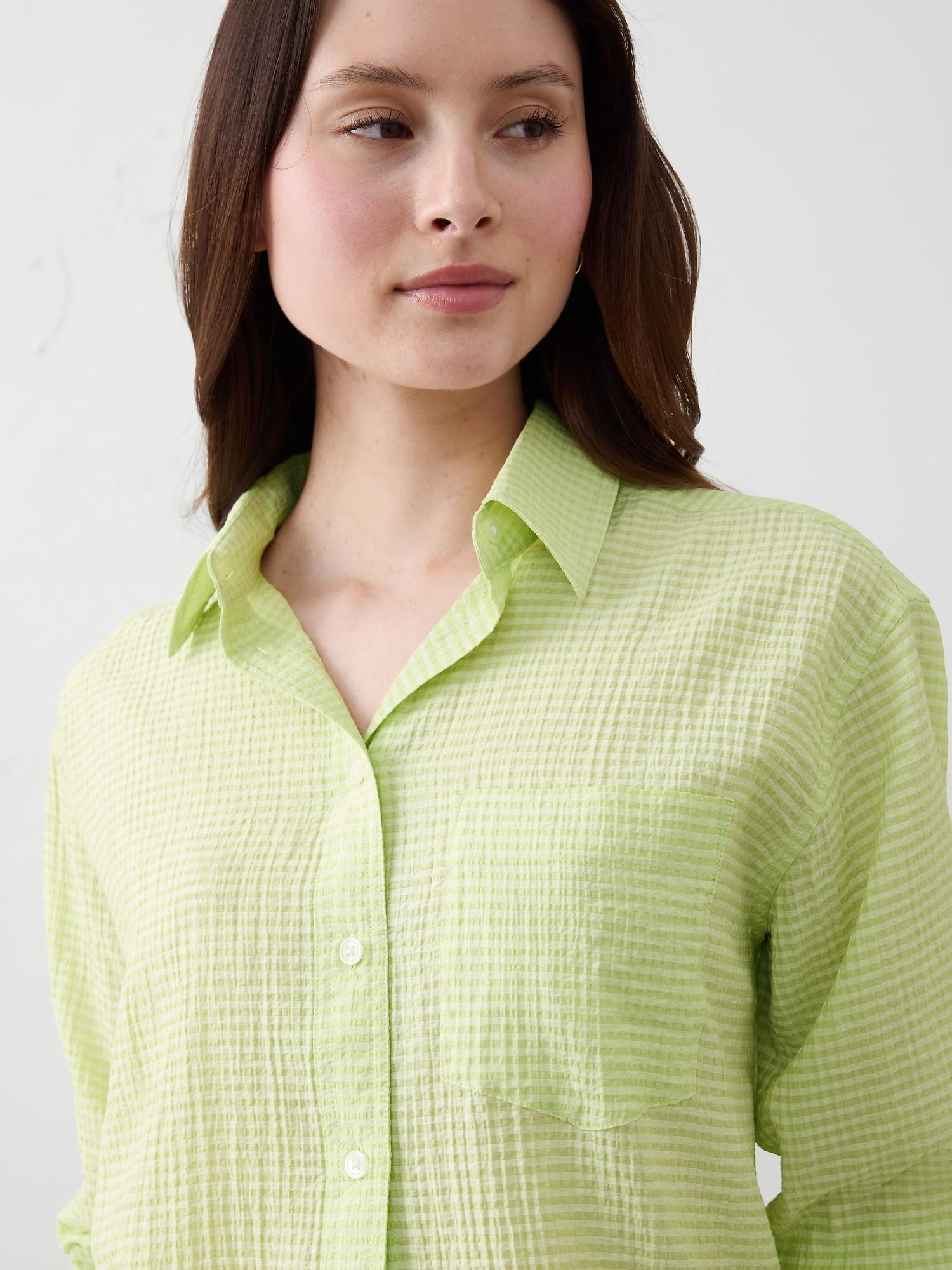 Puckered Cropped Shirt Product Image
