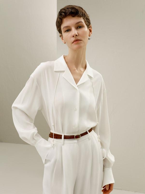 Tie-Detailed Silk Blouse Product Image