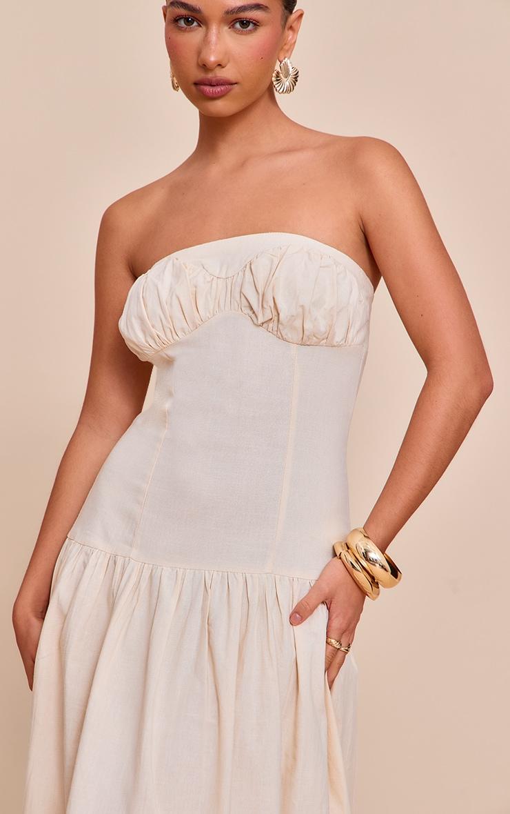 Sand Bandeau Bust Seam Detail Maxi Dress Product Image