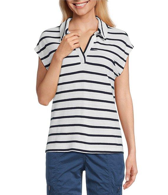 Westbound Cap Sleeve Polo Top Product Image