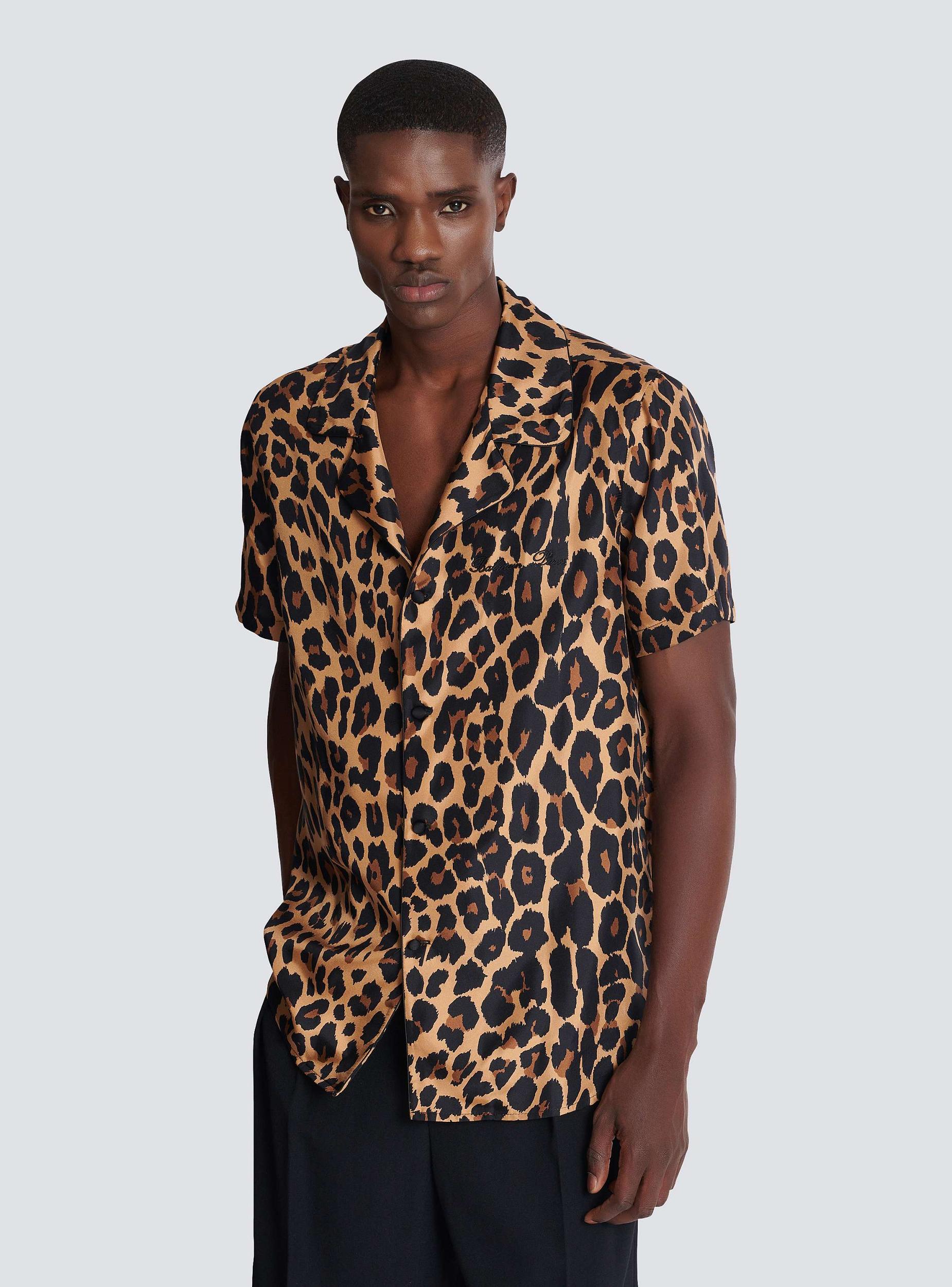 Leopard print silk pyjama shirt Product Image