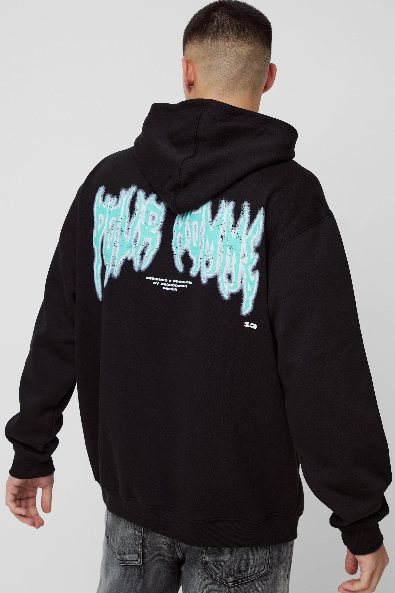 Oversized Angel Graphic Hoodie | boohooMAN USA Product Image