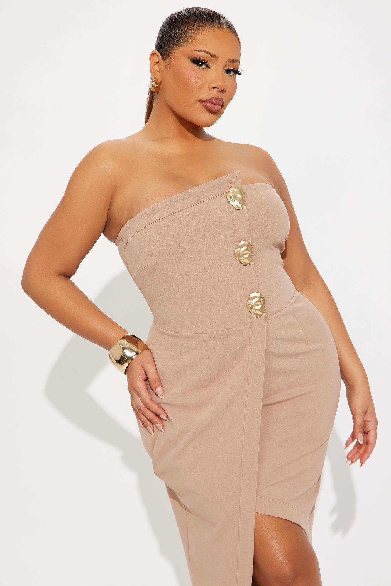 Fine Dining Strapless Midi Dress - Mocha Female Product Image