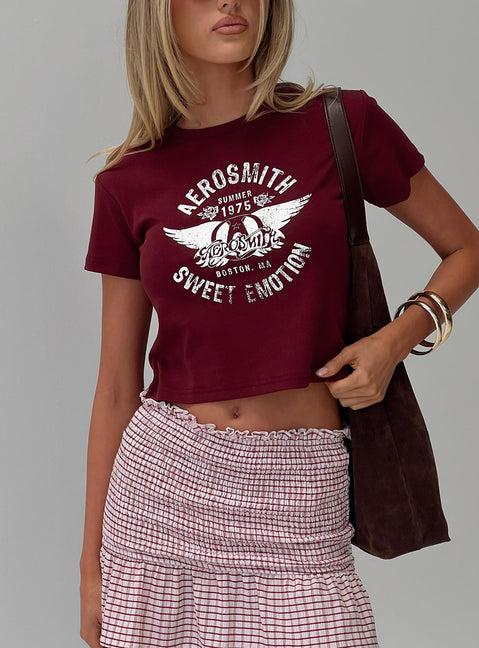Aerosmith Vintage Graphic Top Burgundy Product Image