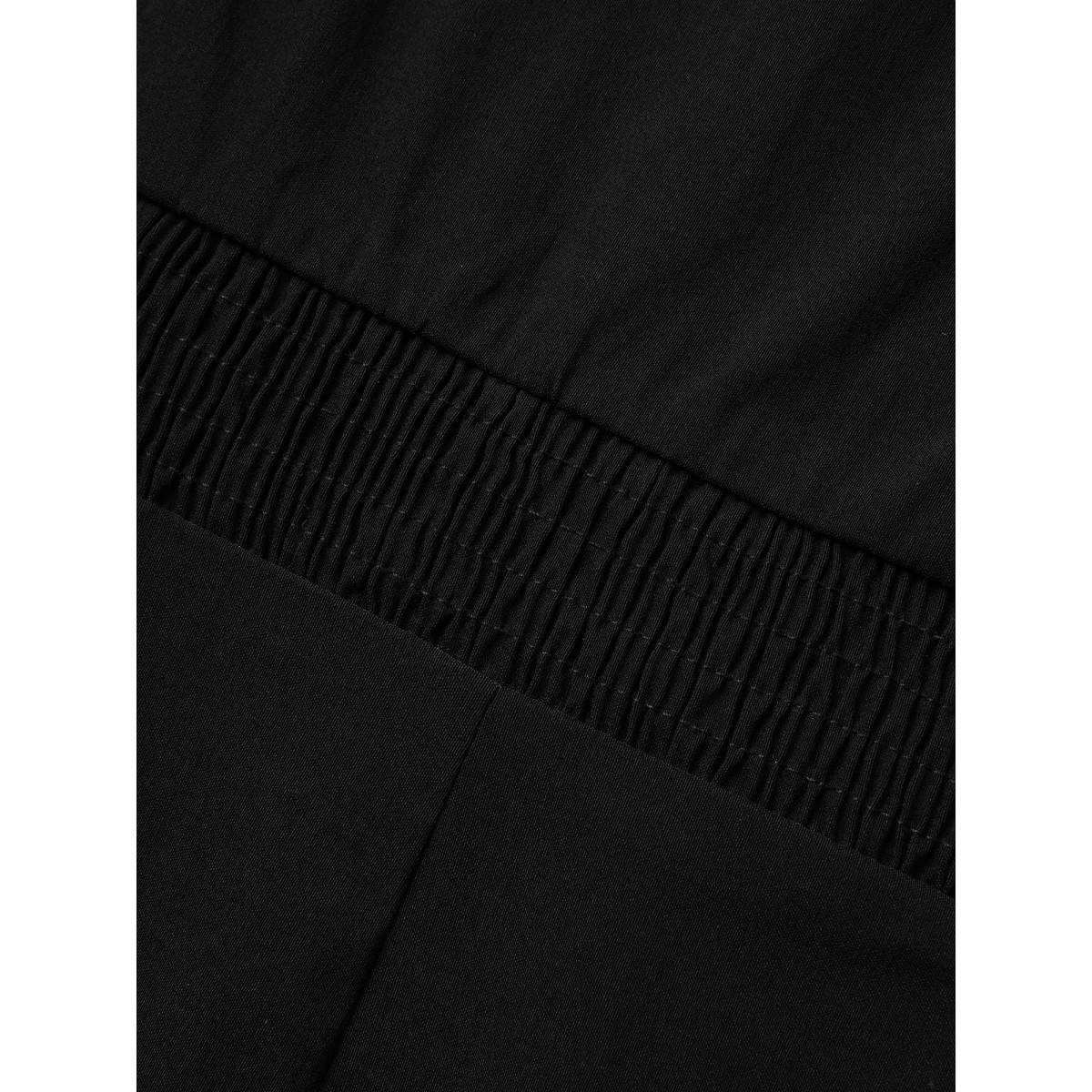 Plus Size Stretch Woven Cowl Neckline Midi Dress Black Women Workwear Essentials Pleated Boat Neck Cap Sleeve Curvy BloomChic 10/M Product Image