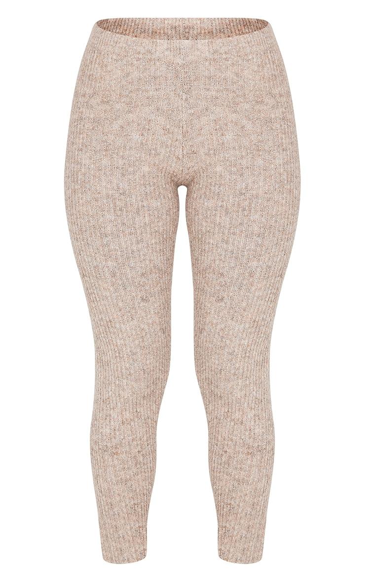 Petite Taupe Rib Knit Leggings Product Image