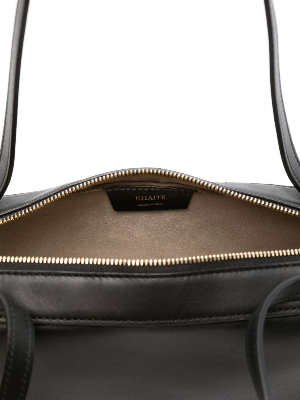 KHAITE Simona Crackle Patent Leather Shoulder Bag In Black Product Image