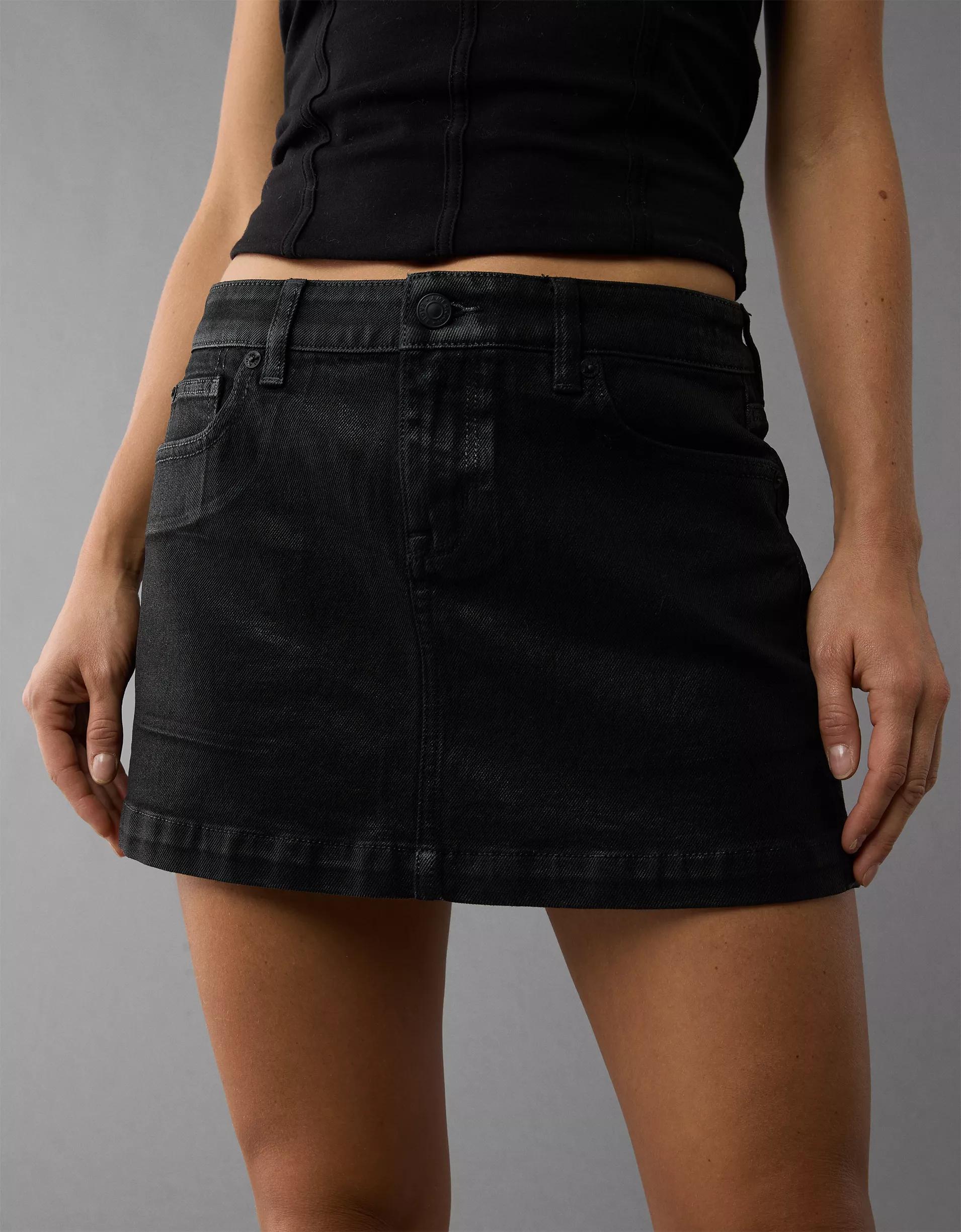 AE Stretch Low-Rise A-Line Denim Mini Skirt Product Image