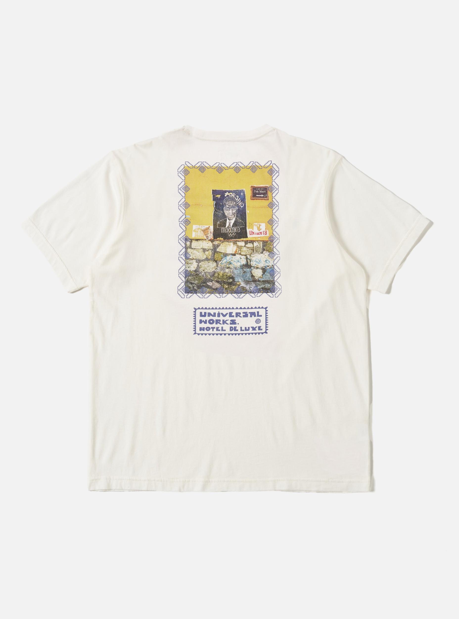 Universal Works Print Tee in Ecru/Yellow Single Jersey Pickup Product Image