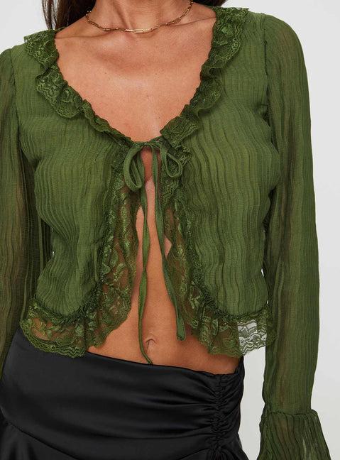 Kareela Long Sleeve Top Green Product Image