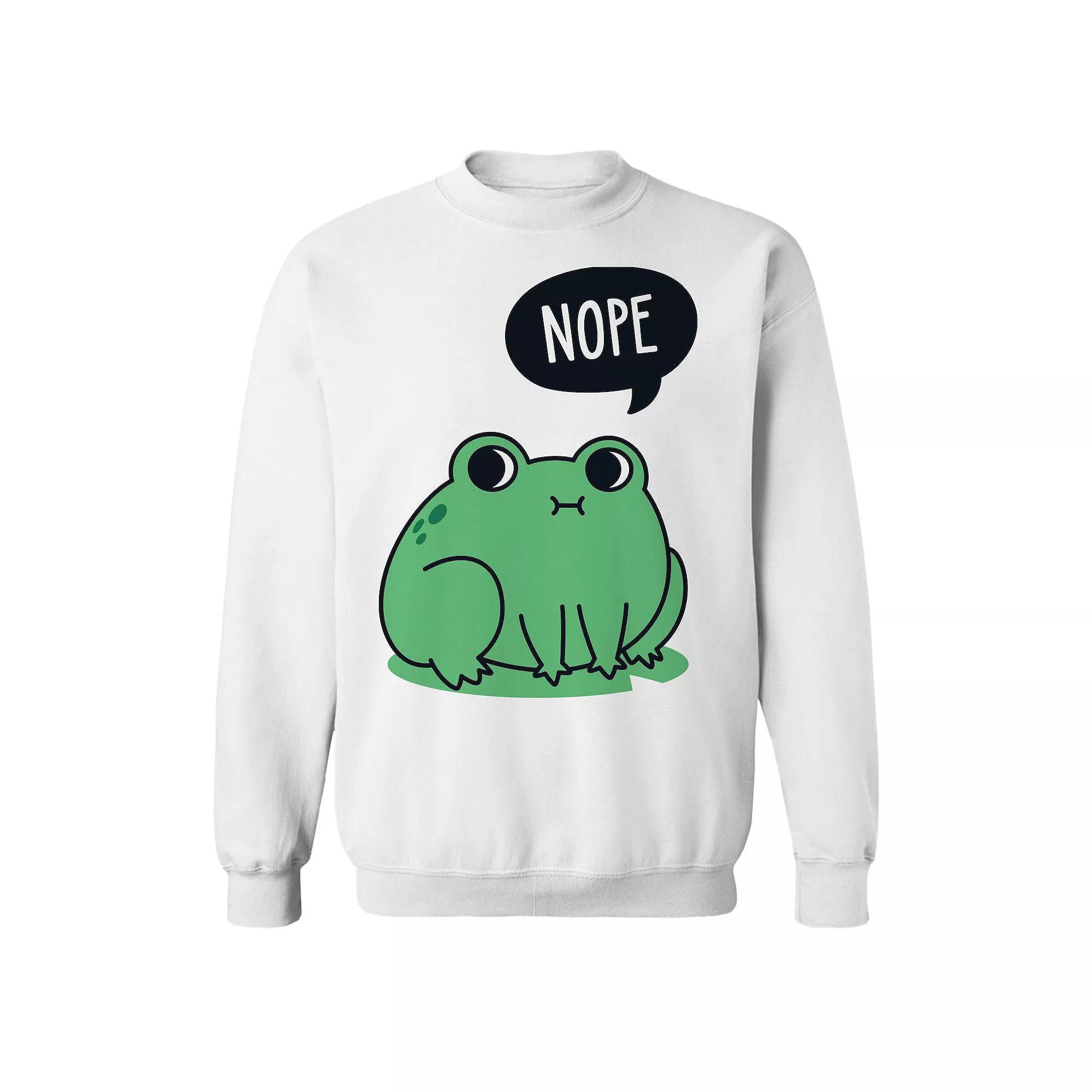 Junior's Nope Frog Graphic Fleece Sweatshirt, Women's, Size: Large, White Product Image